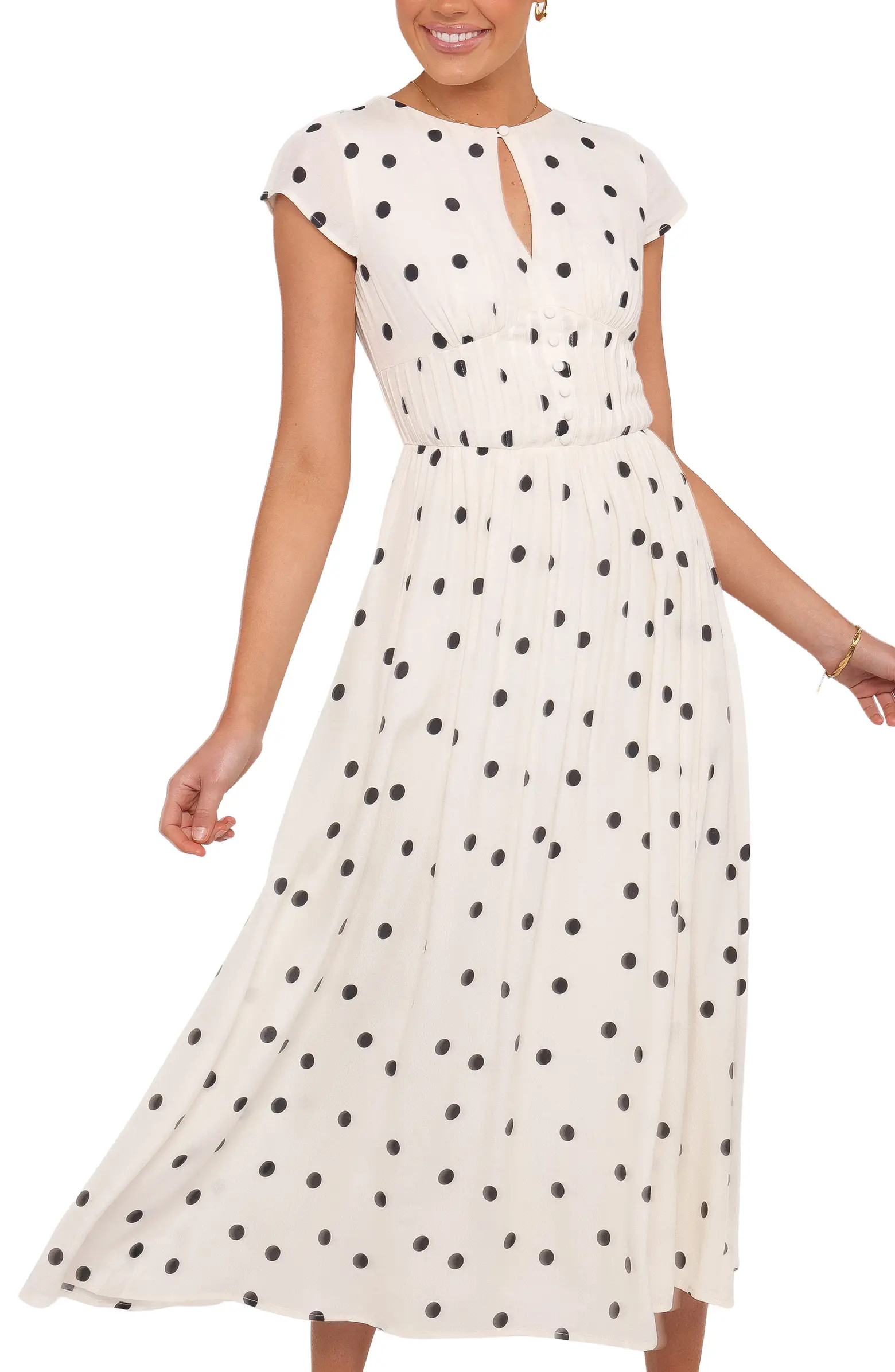 Darline Dot Keyhole Midi Dress | Nordstrom