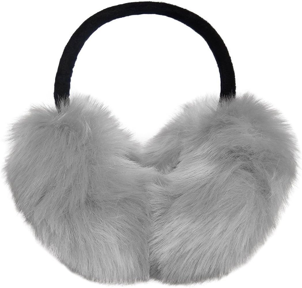 Millton Womens Faux Rabbit Fur Earmuffs Winter Outdoor Ear Warmers Girls Earmuffs,Foldable | Amazon (US)