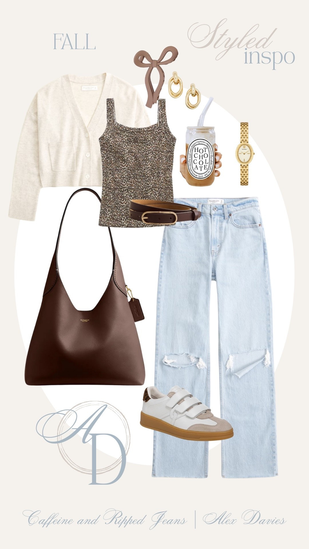// cheetah tank // ripped denim // distressed denim // fall sneakers // coach bag // cute iced coffee glass // cashmere cardigan // gold jewelry // 

#LTKSeasonal #LTKautumn #LTKStyleTip