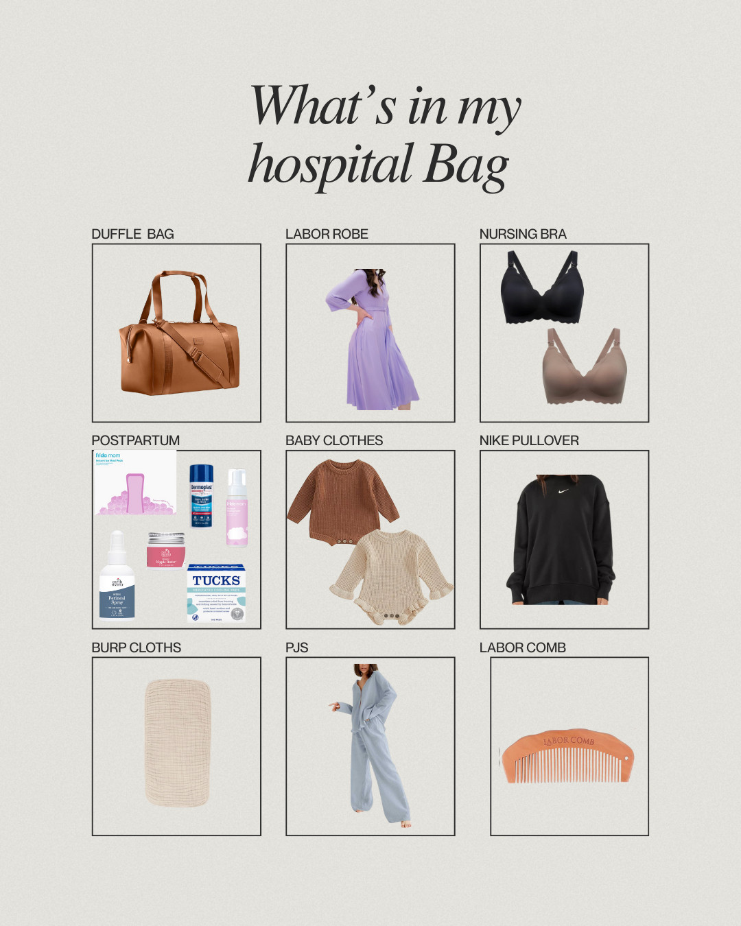 All the essentials for my hospital bag from postpartum care to baby clothes! Cant wait to meet our new little one. 
 

 

#LTKmomlife #LTKFindsUnder100 #LTKBaby