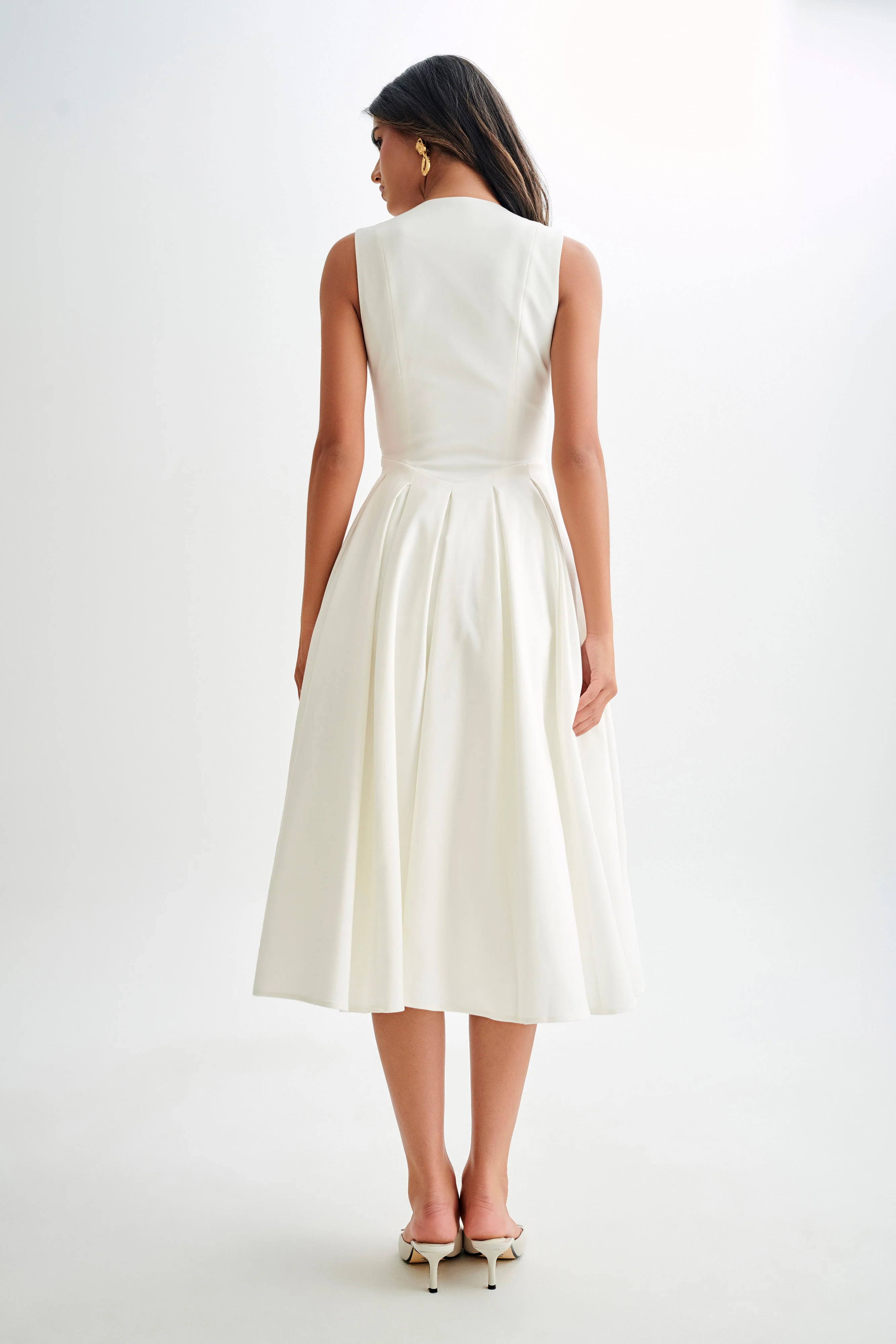 Keely Cotton Sleeveless Midi Dress - White | Meshki (APAC)