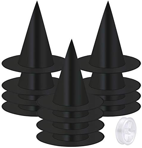 Elcoho 12 Pieces Halloween Costume Witch Hat with 100 Yards Hanging Rope for Halloween Yard Decor... | Amazon (US)