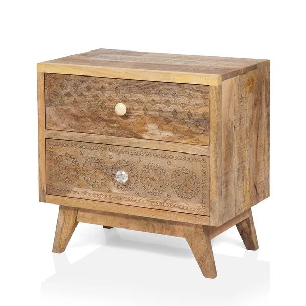 Furniture of America Carina Solid Wood Bohemian Nightstand | Bed Bath & Beyond