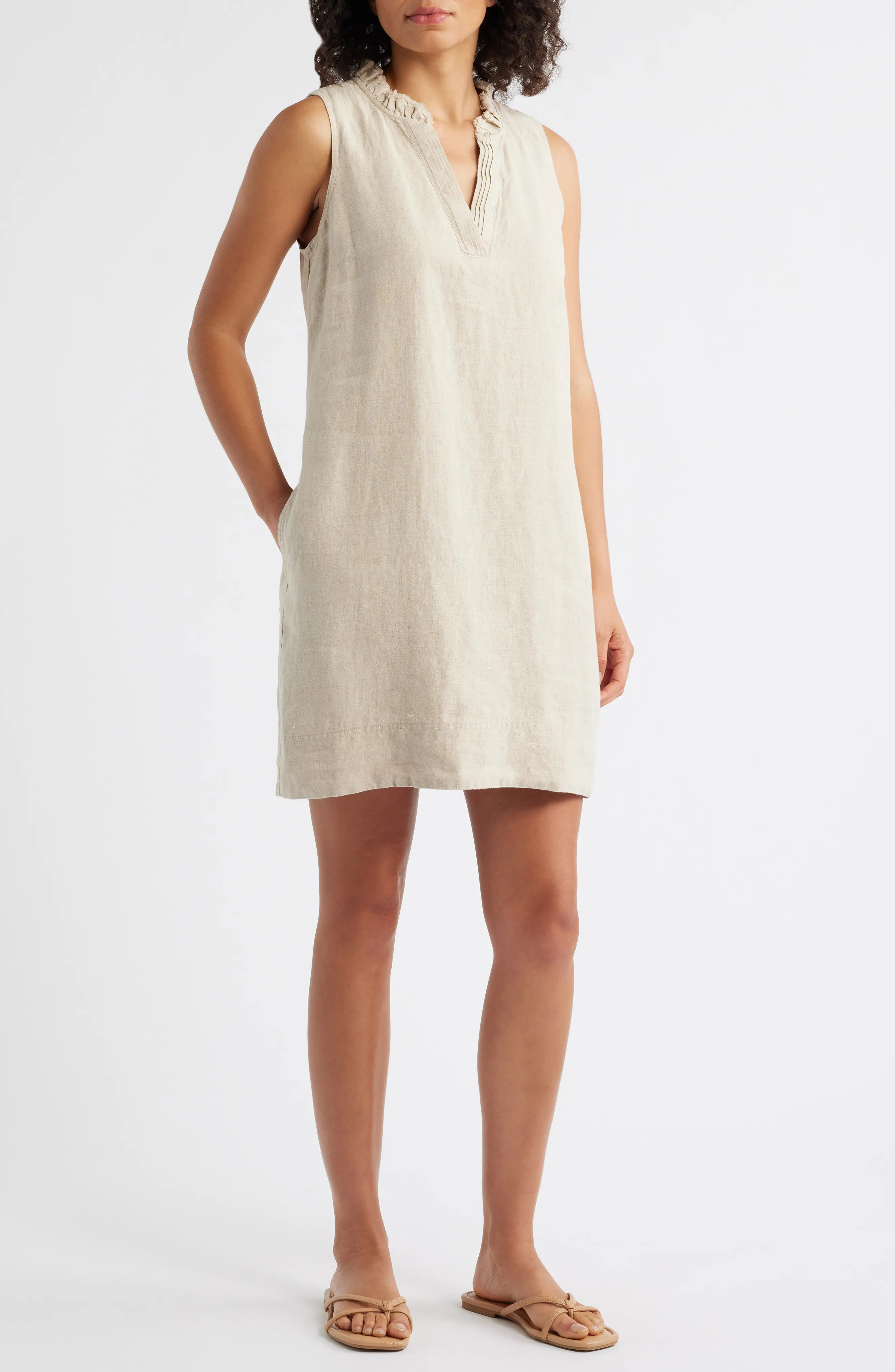 Two Palms Double Ruffle Linen Dress (Women) | Nordstrom | Nordstrom