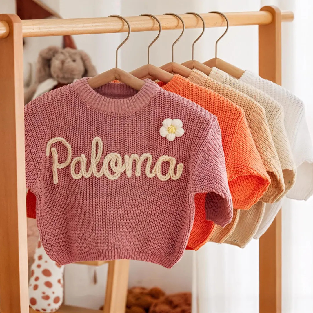 Custom Embroidered Baby Name Sweater, Baby Name Sweater, Embroidered Sweater, Personalised Baby J... | Etsy (US)