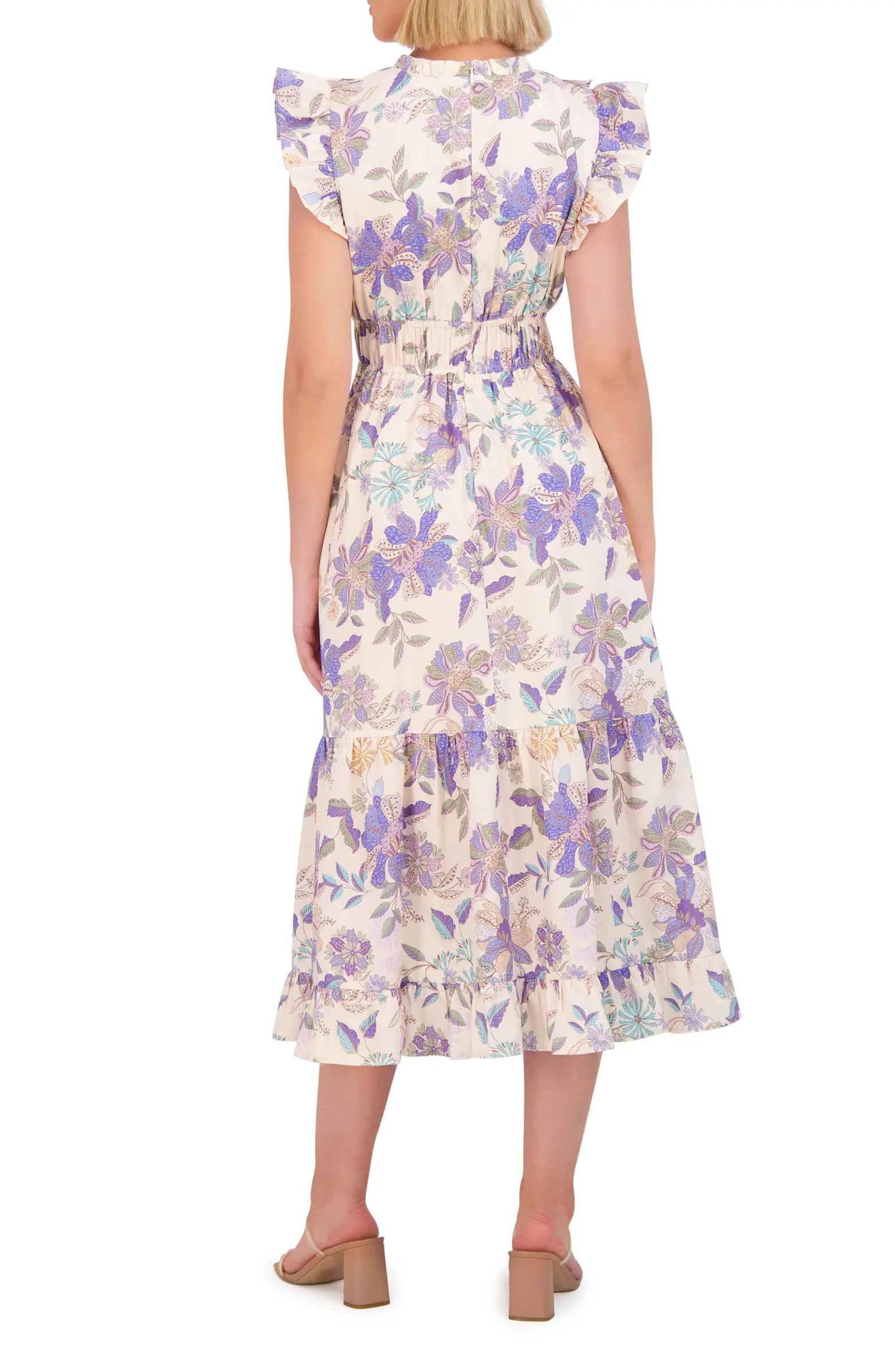Floral Ruffle Cotton Midi Dress | Nordstrom