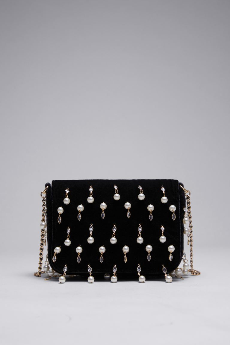 Embellished Velvet Chain Bag | H&M (DE, AT, CH, DK, NL, NO, FI)