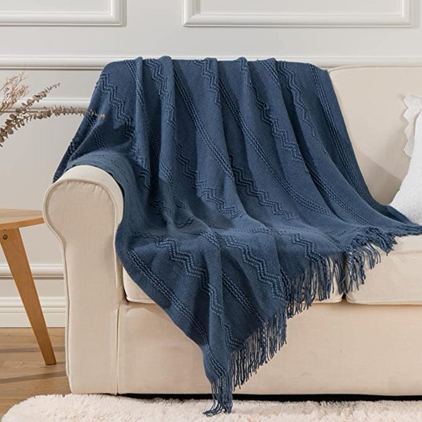 Battilo Knit Throw Blanket Soft Lightweight Textured Decorative Blanket with Tassel for Bed, Couc... | Walmart (US)