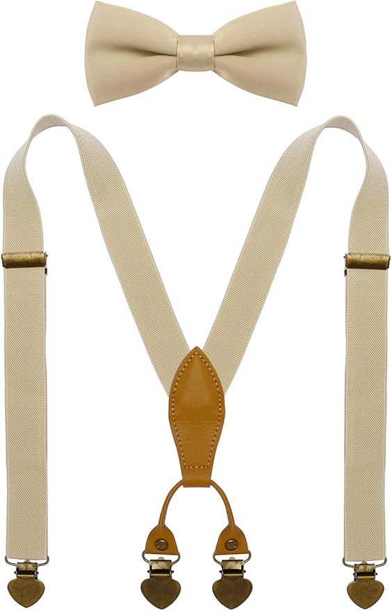 Men's Boys' Suspenders and Bow Tie Set with Heart Clips Y Style Adjustable | Amazon (US)