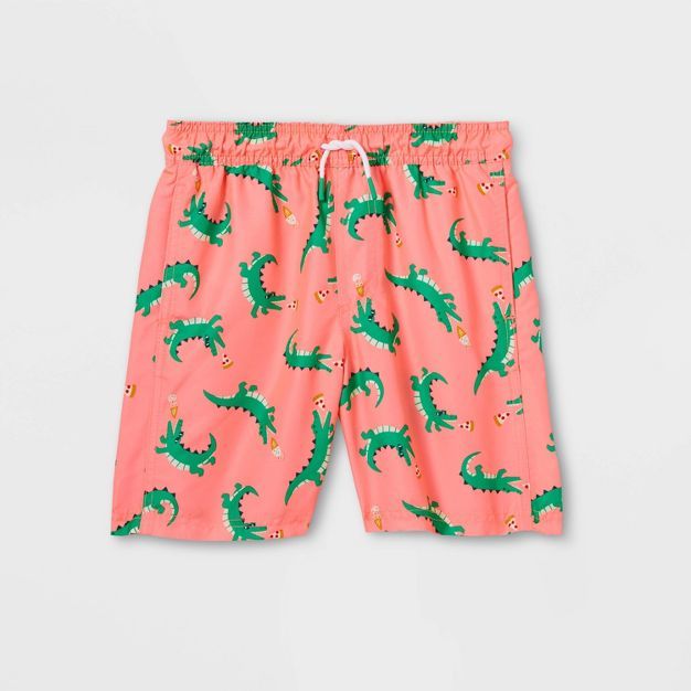 Boys' Alligator Print Volley Swim Trunks - Cat & Jack™ Pink | Target