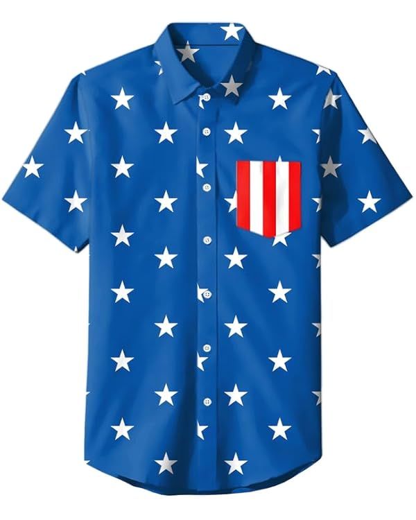 Arvilhill Men's American Flag Shirt 4th of July Short Sleeve Button Up Shirt | Amazon (US)