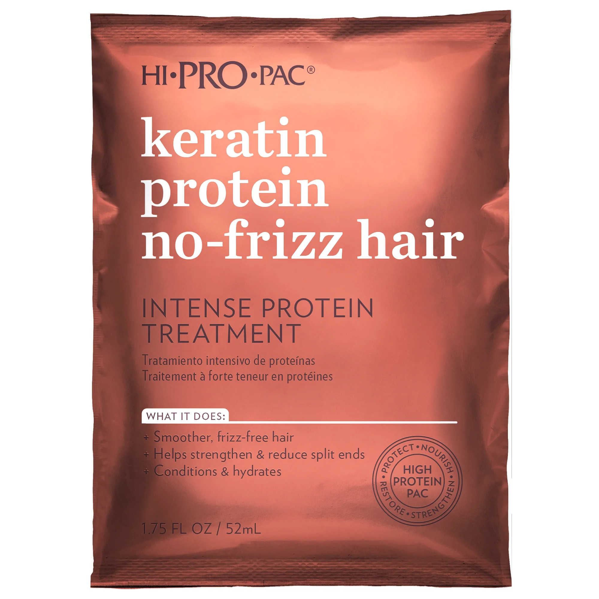 Hi-Pro-Pac Intense Keratin Protein No-Frizz Hair Treatment, 1.75 fl oz | Walmart (US)
