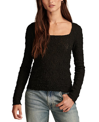 Women's Textured-Lace Square-Neck Top | Macy's