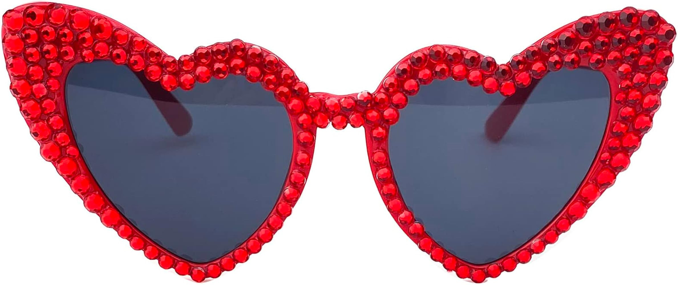 mincl Cute Women Heart Sunglasses Fashion Shiny Bling Diamond Sunglasses Polygonal Pink Rhineston... | Amazon (US)