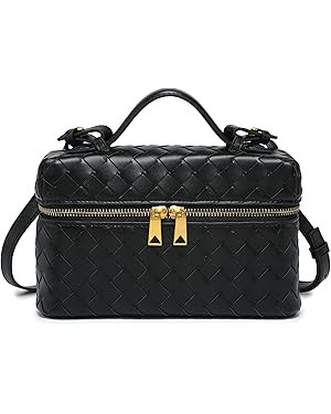 Leather Black Woven Crossbody Bags for Women with Top Handle | Amazon (US)