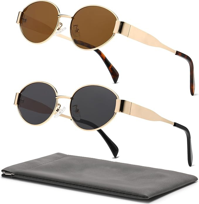 Retro Oval Sunglasses for Women Men Trendy Sun Glasses Classic Shades UV400 Protection | Amazon (US)