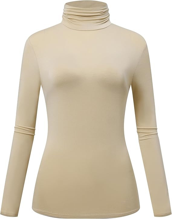 OThread & Co. Women's Long Sleeve Turtleneck T-Shirt Basic Stretch Layer Comfy High Neck Top | Amazon (US)
