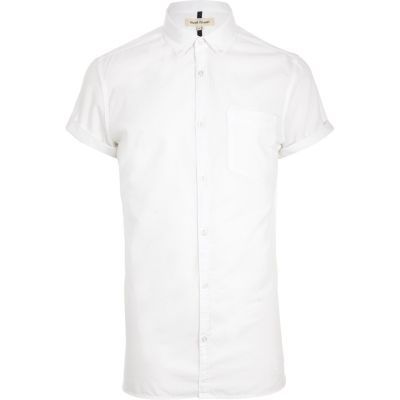 White short sleeve Oxford shirt | River Island (US)