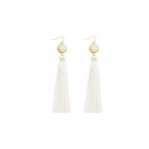Panacea Womens White Stone And Tassel Earrings, One Size | Amazon (US)