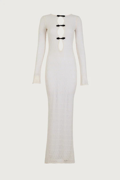 Keyhole Crochet Dress (Cream/Black) | SAME