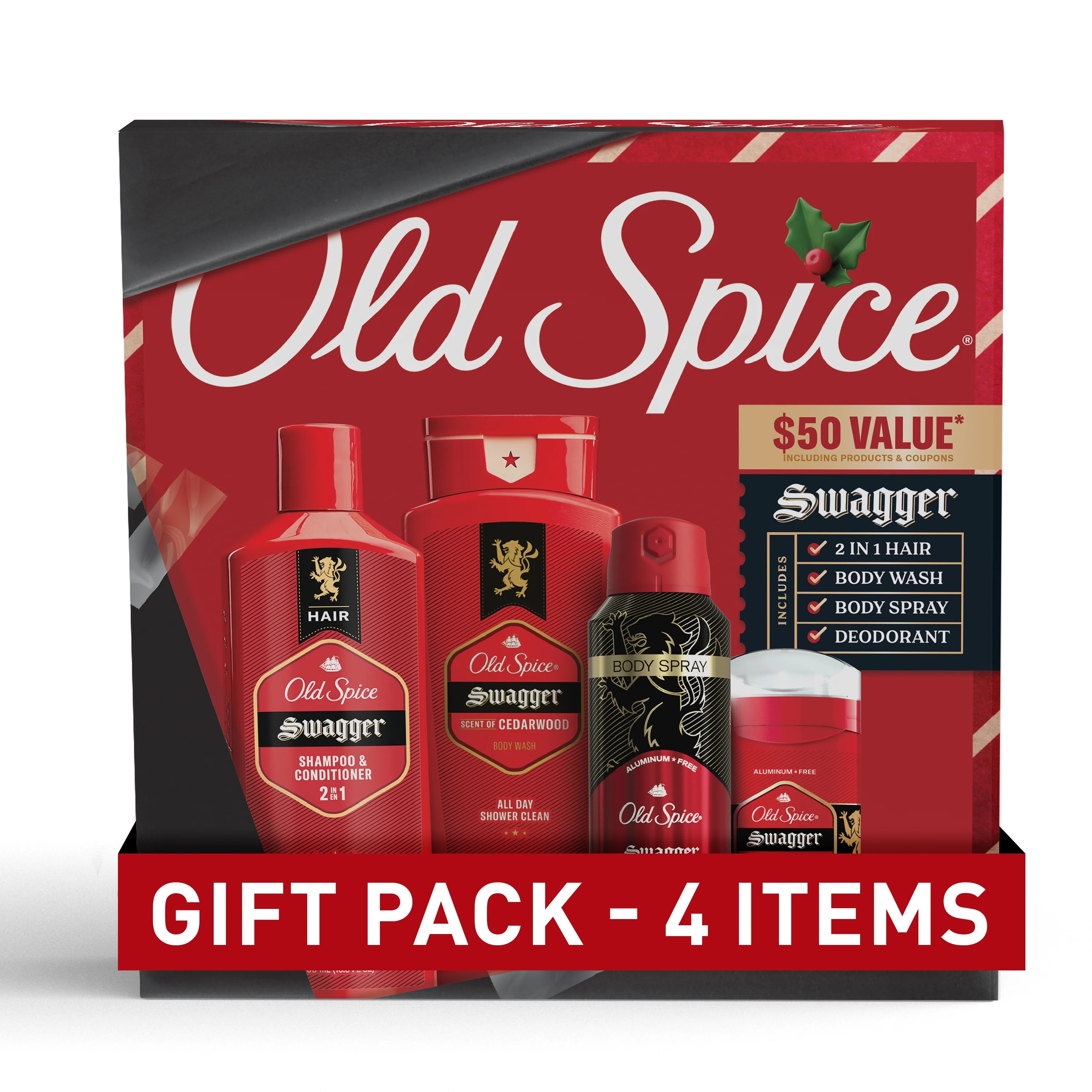 ($50 Value) Old Spice Holiday Gift Pack for Men,  Body Wash, Aluminum Free Deodorant, Body Spray ... | Walmart (US)