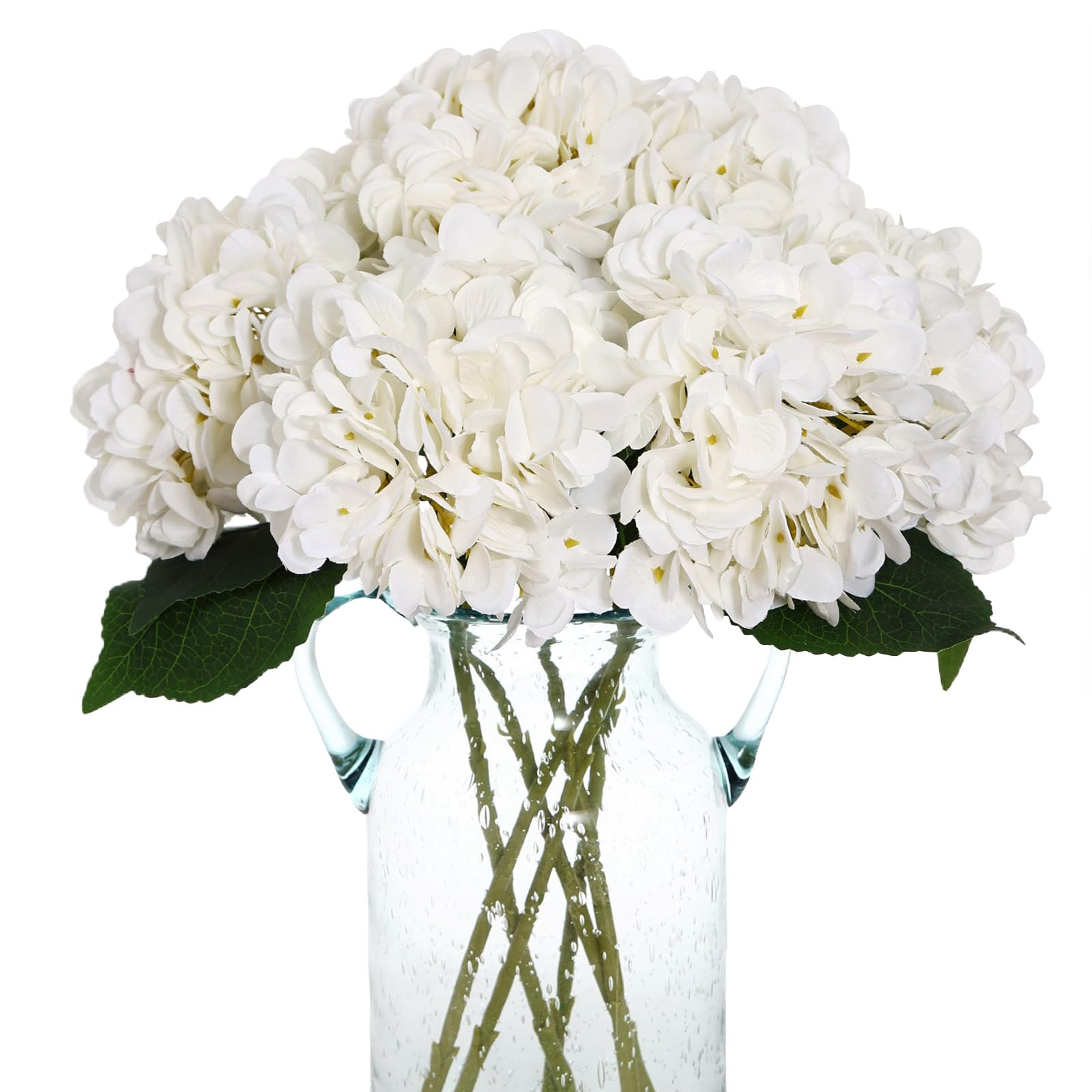 Kimura's Cabin 6pcs Faux White Hydrangeas Fake Flowers Artificial Silk Hydrangea Flower With Stem... | Amazon (US)