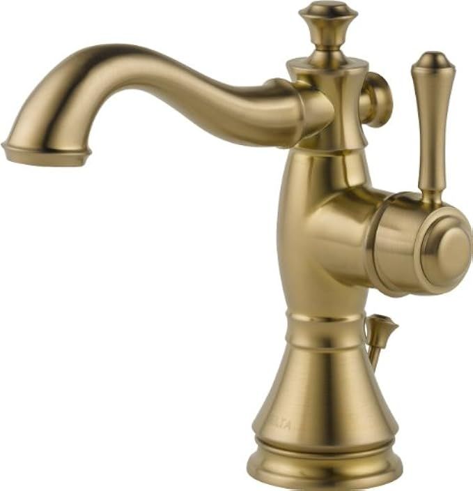Delta Faucet Cassidy Single-Handle Bathroom Faucet with Metal Drain Assembly, Champagne Bronze 597LF | Amazon (US)