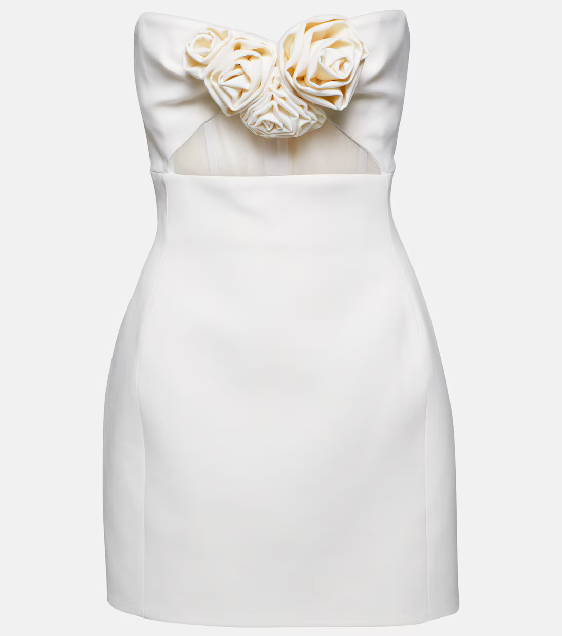 Floral-appliqué wool bustier dress | Mytheresa (US/CA)