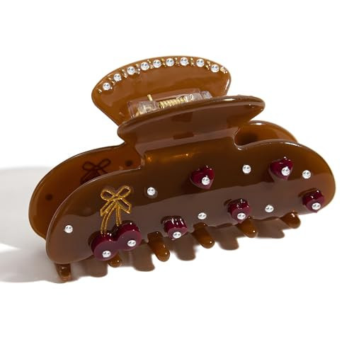 HESSAWELL Acrylic Hair Claw for Women Girls with Rhinestone Heart Design Large Hair Clip, Strong Hold Claw Clip for Thick Hair, Aesthetic Daily Hair Accessories 1PC | Amazon (US)