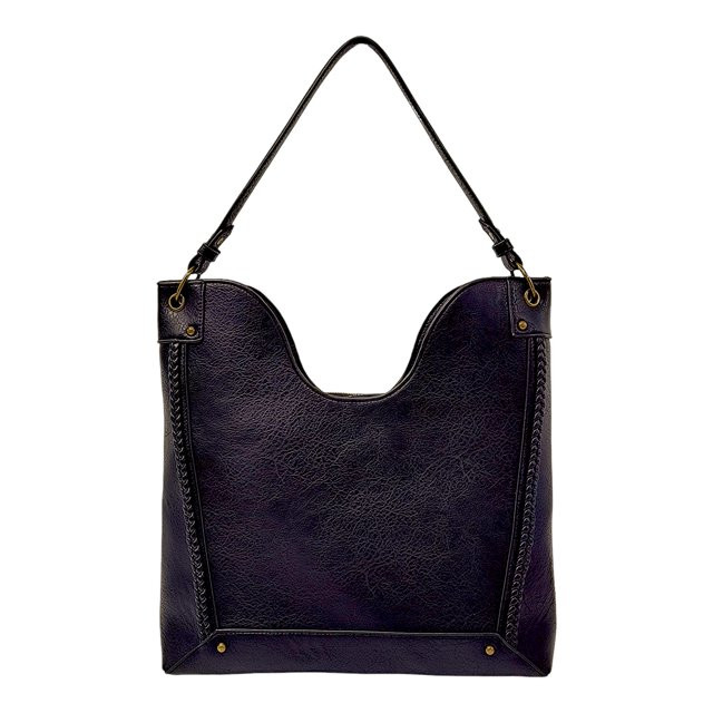 T-Shirt & Jeans Women's Rin Vegan Leather Braided Hobo Tote Handbag, Black - Walmart.com | Walmart (US)