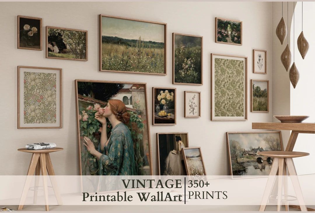 Vintage Gallery Wall Set of 350 , Gallery Wall Art Set , Eclectic MEGA BUNDLE Wall Print Set, Far... | Etsy (US)