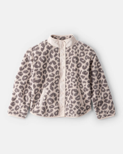 Girls Leopard Print Long-Sleeve Sherpa Jacket - Brown | Carter's Inc