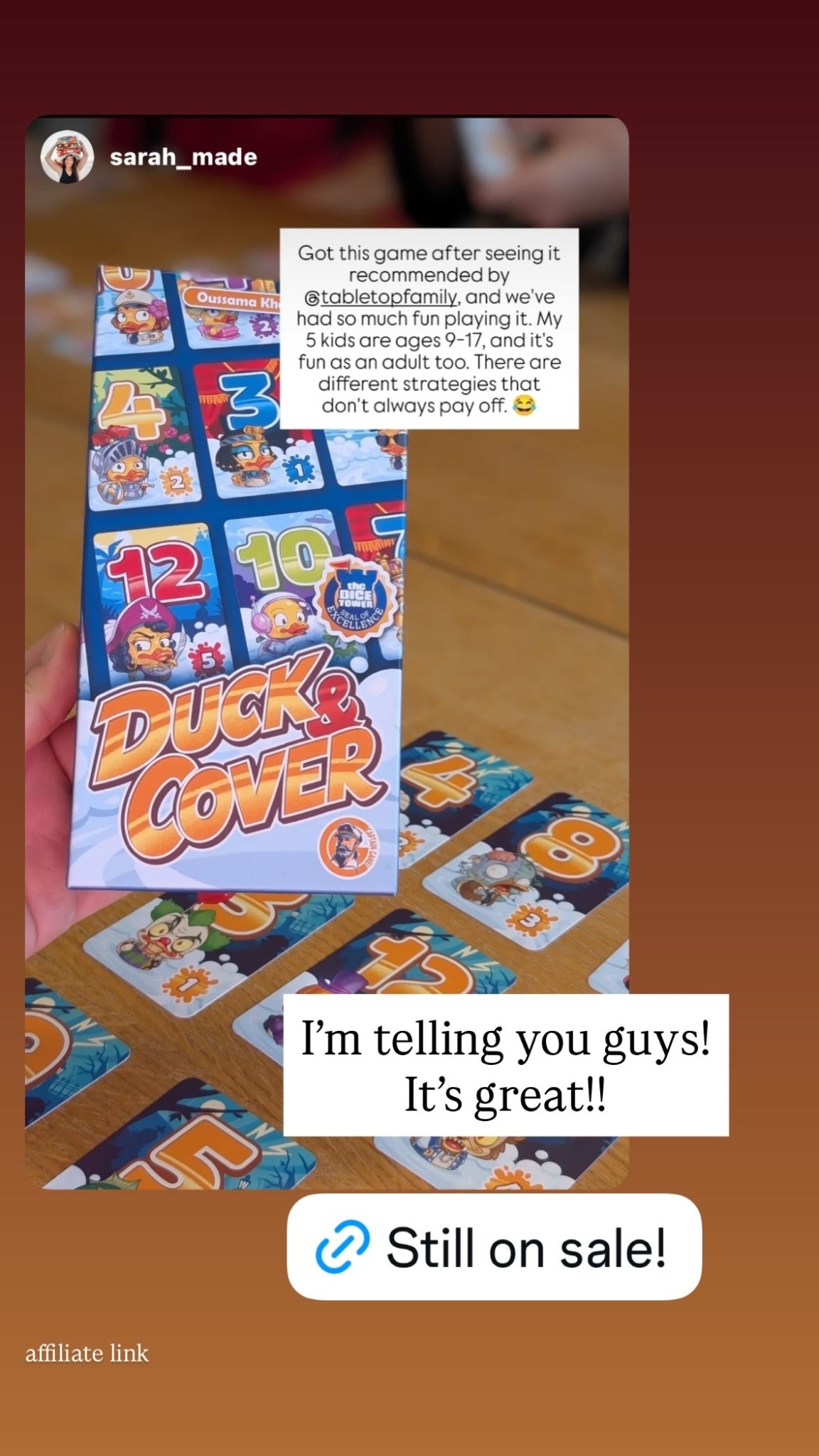 I’m telling you guys!
It’s great!! Every family should get this game and at just $9 you can!

Great for ages 6+. Kids and adults alike!

#LTKSaleAlert #LTKGiftGuide #LTKKids