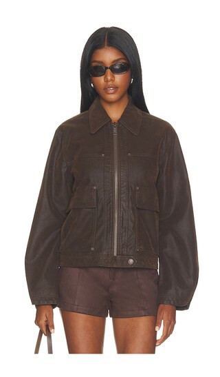 Free People X We The Free Blair Faux Suede Sierra Jacket in Chocolate. - size S | Revolve Clothing (Global)