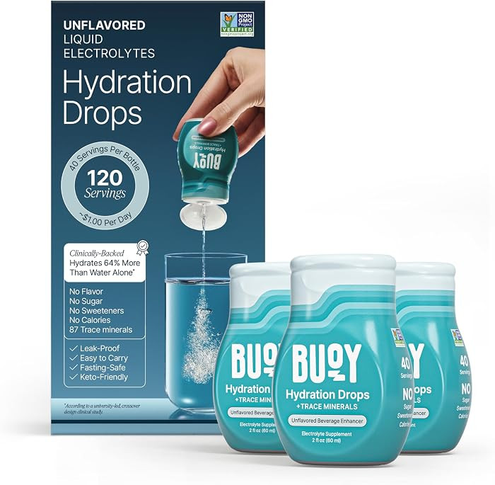 Buoy Electrolyte Drops | 120 Servings | No Sugar, No Sweeteners | 87+ Trace Minerals, Vitamins & ... | Amazon (US)