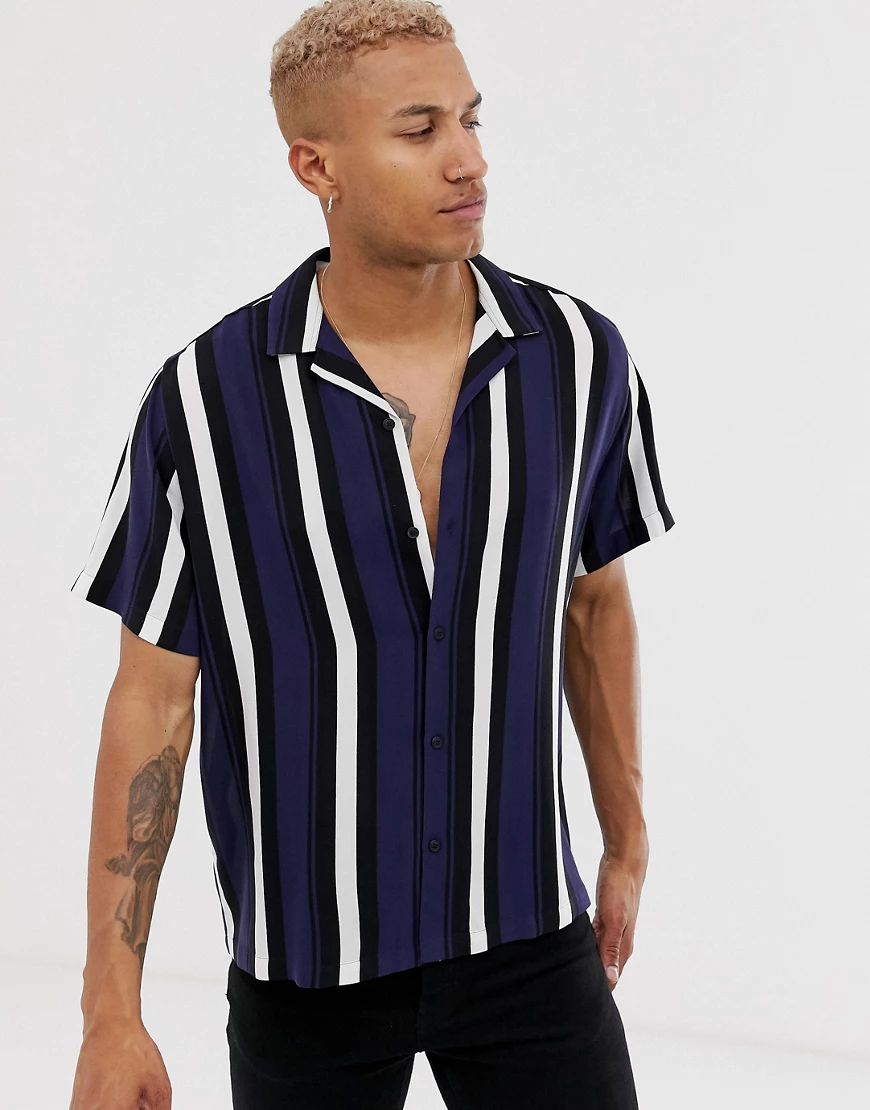 ASOS DESIGN oversized retro navy stripe shirt | ASOS (Global)