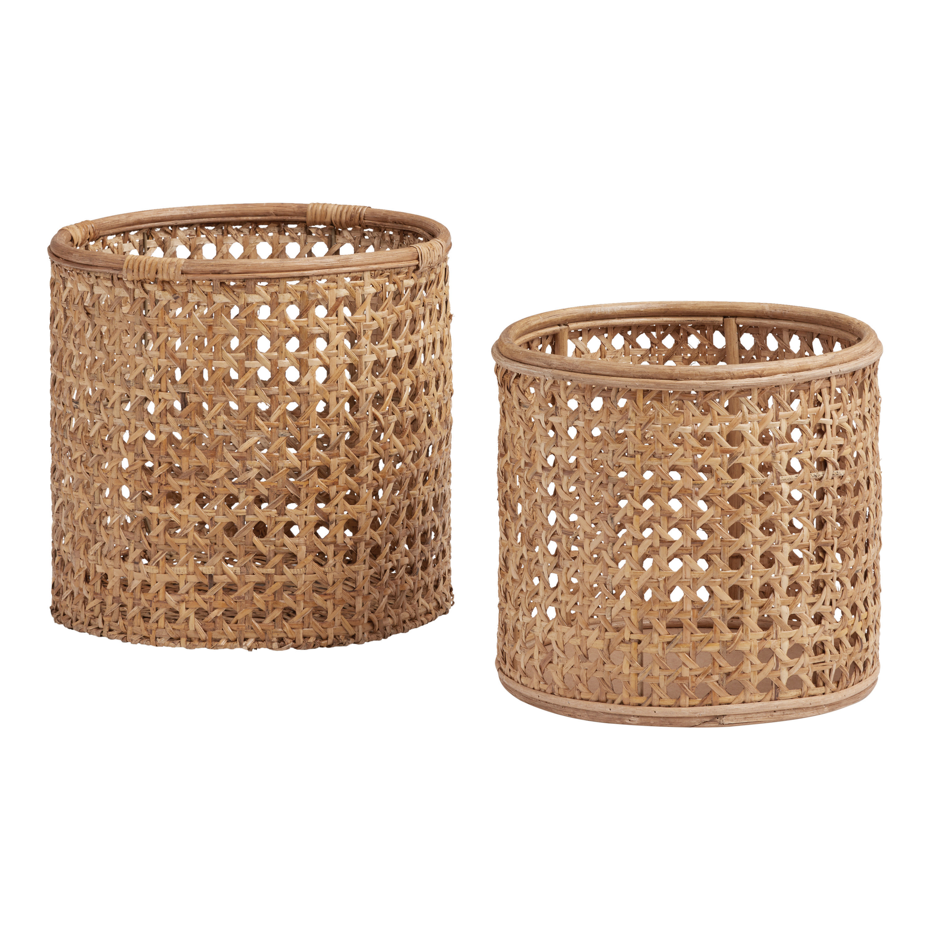 Farrah Natural Rattan Cane Open Weave Basket | World Market