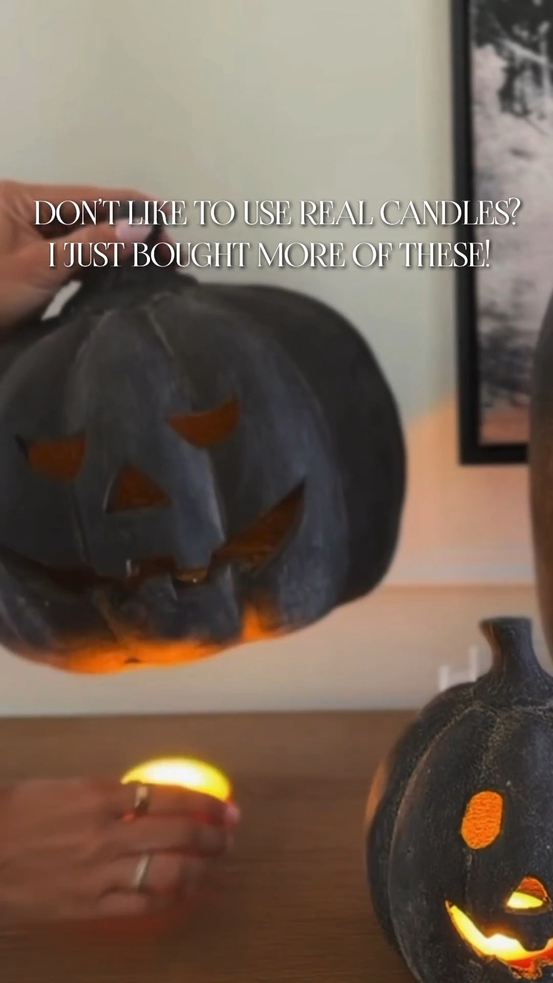 The secret to that candlelit glow? Orange puck lights. The flicker looks so real tucked inside these terra-cotta pumpkins, with no real flame needed. Both are Amazon finds, and the pumpkins come in several colors to mix and match for fall.

Amazon fall decor, terra cotta pumpkins, terracotta pumpkin decor, orange flickering puck lights, flameless candle alternatives, pumpkin lighting ideas, warm fall lighting, autumn home decor, fall shelf styling, fall mantel decor, neutral fall decor, Amazon home finds

#LTKdayinmylife #LTKSeasonal #LTKHome