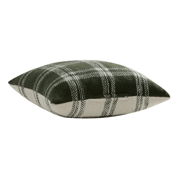 My Texas House Emerson 20" x 20" Green Plaid Reversible Decorative Pillow | Walmart (US)