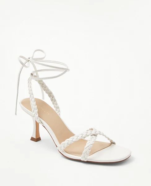 Leather Braided Ankle Wrap Sandals | Ann Taylor (US)