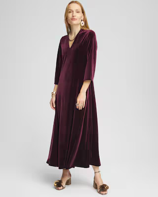 V-Neck Velour Midi Dress | Chico's