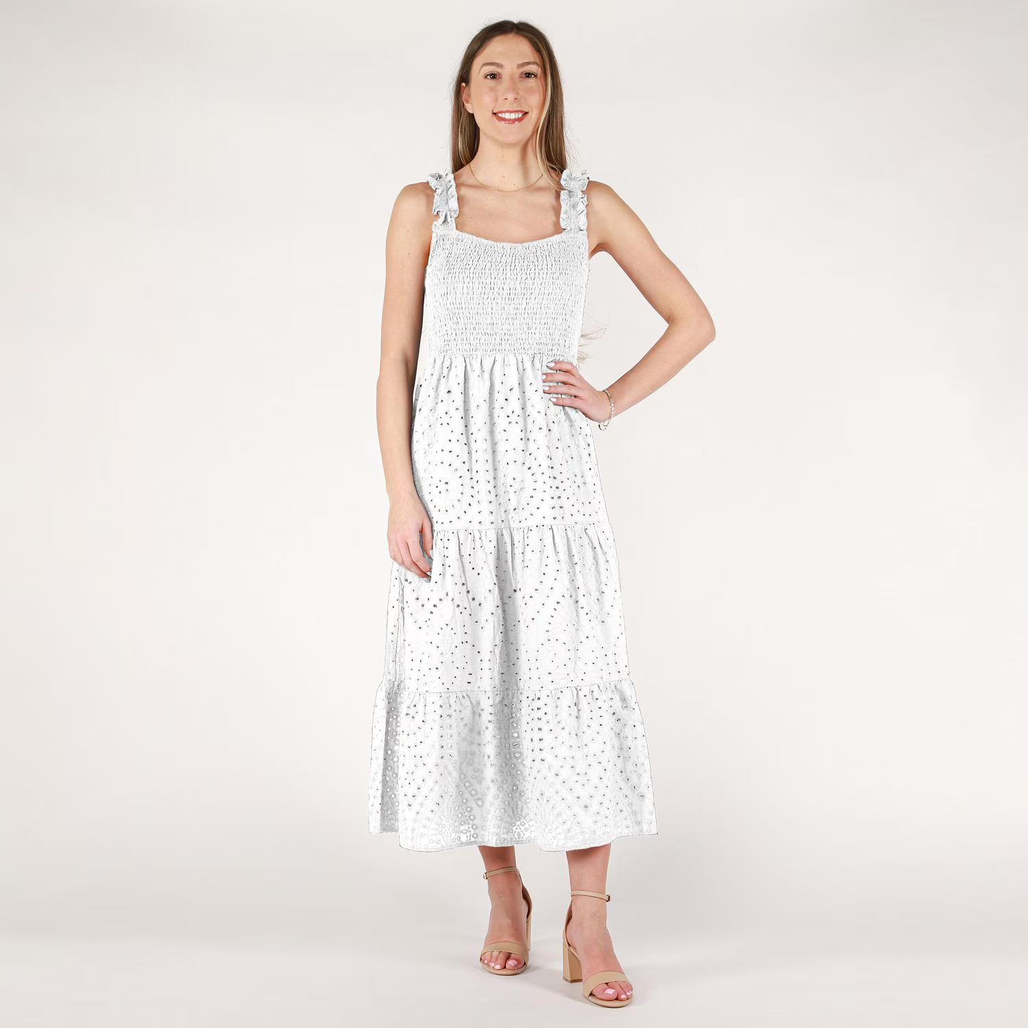 DV Smocked bodice lace eyelet maxi dress, Smocked bodice lace eyelet maxi dress | Walmart (CA)