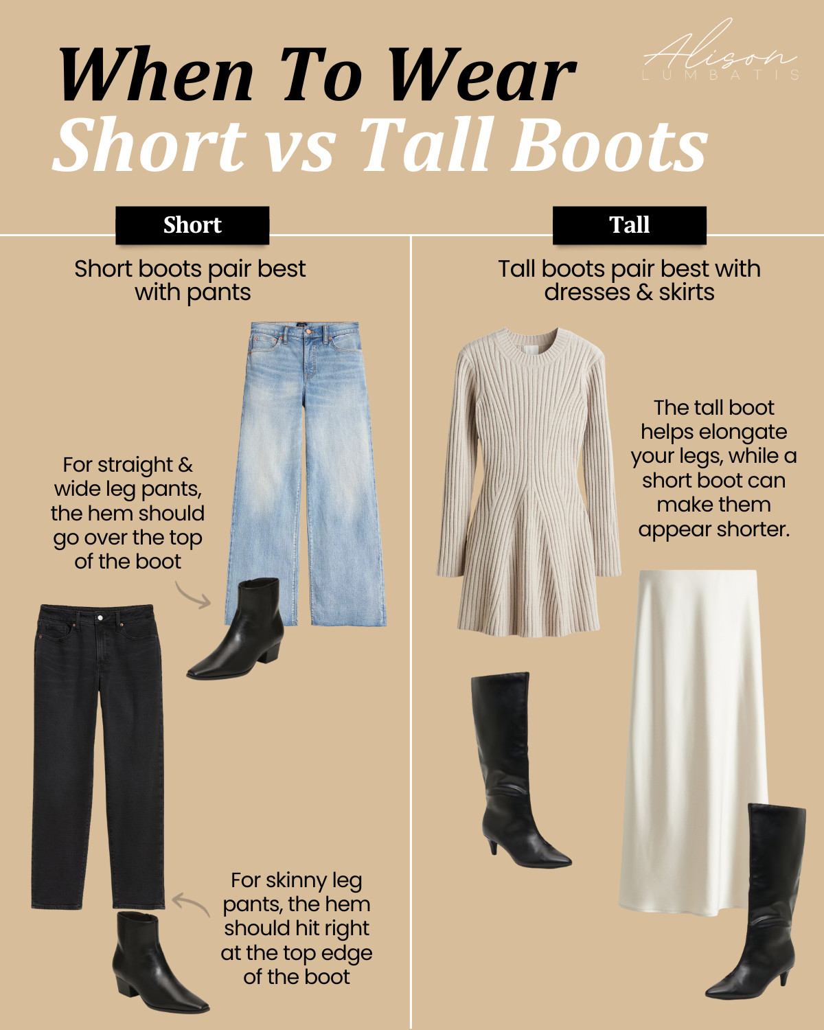 ANKLE BOOTS VS. KNEE-HIGH BOOTS 👢

Here’s a simple rule of thumb: ankle boots pair best with cropped or full-length pants, while knee-high boots pair best with dresses, skirts, and tucked-in jeans. Of course, there are always exceptions—but these guidelines will keep you effortlessly put-together every time.
 

 #LTKSeasonal #LTKMidsize #LTKStyleTip
