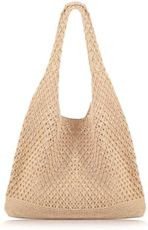 COOKOOKY Crochet Beach Tote bag Summer Beach Bag for Women Aesthetic Mesh Tote Bag Hippie Bag Kni... | Amazon (US)