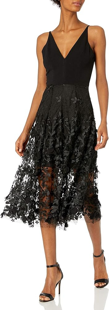 Dress the Population Women's Darleen Sleeveless 3D Floral Fit & Flare Midi Dress | Amazon (US)