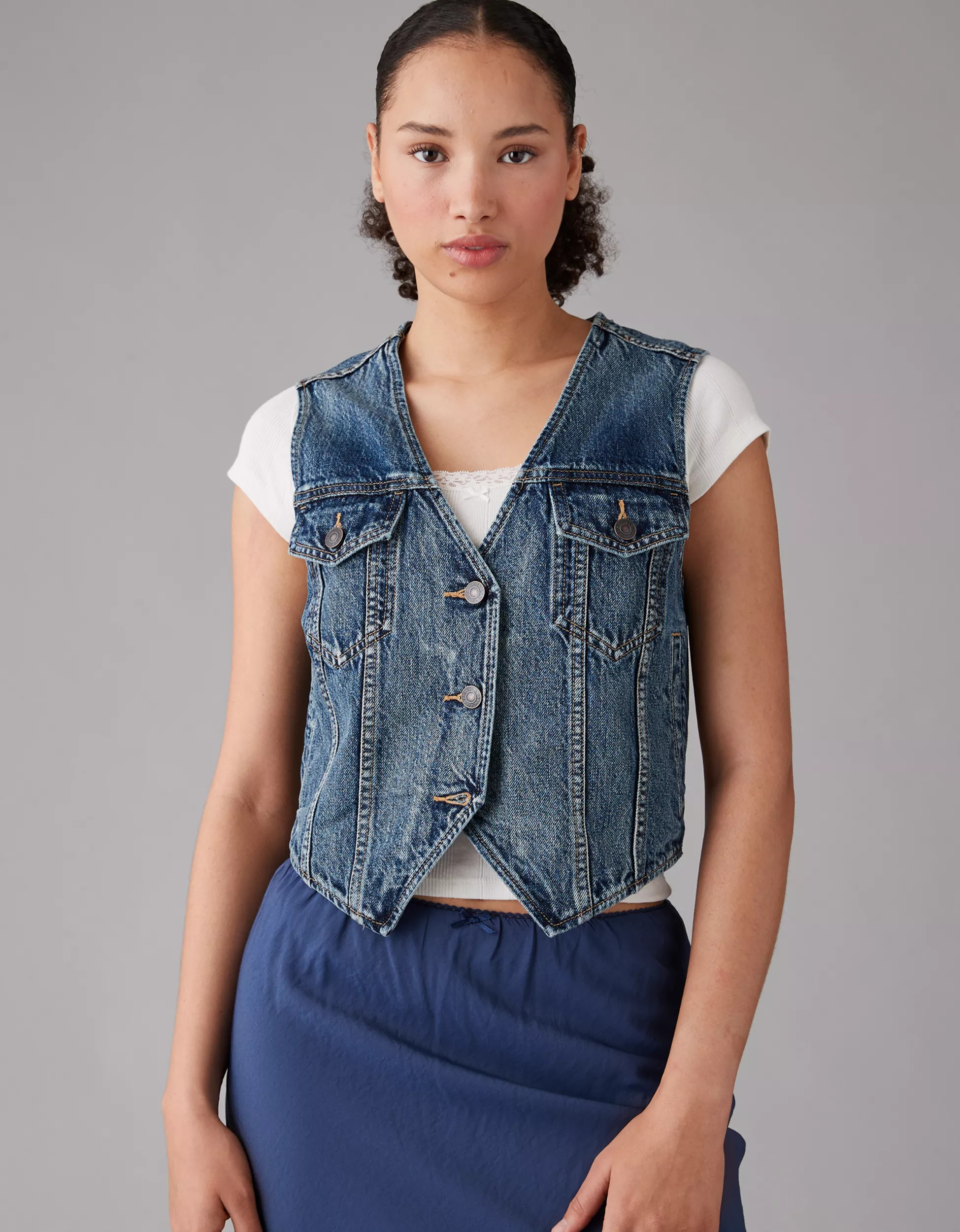 AE Boyfriend Denim Vest | American Eagle Outfitters (US & CA)