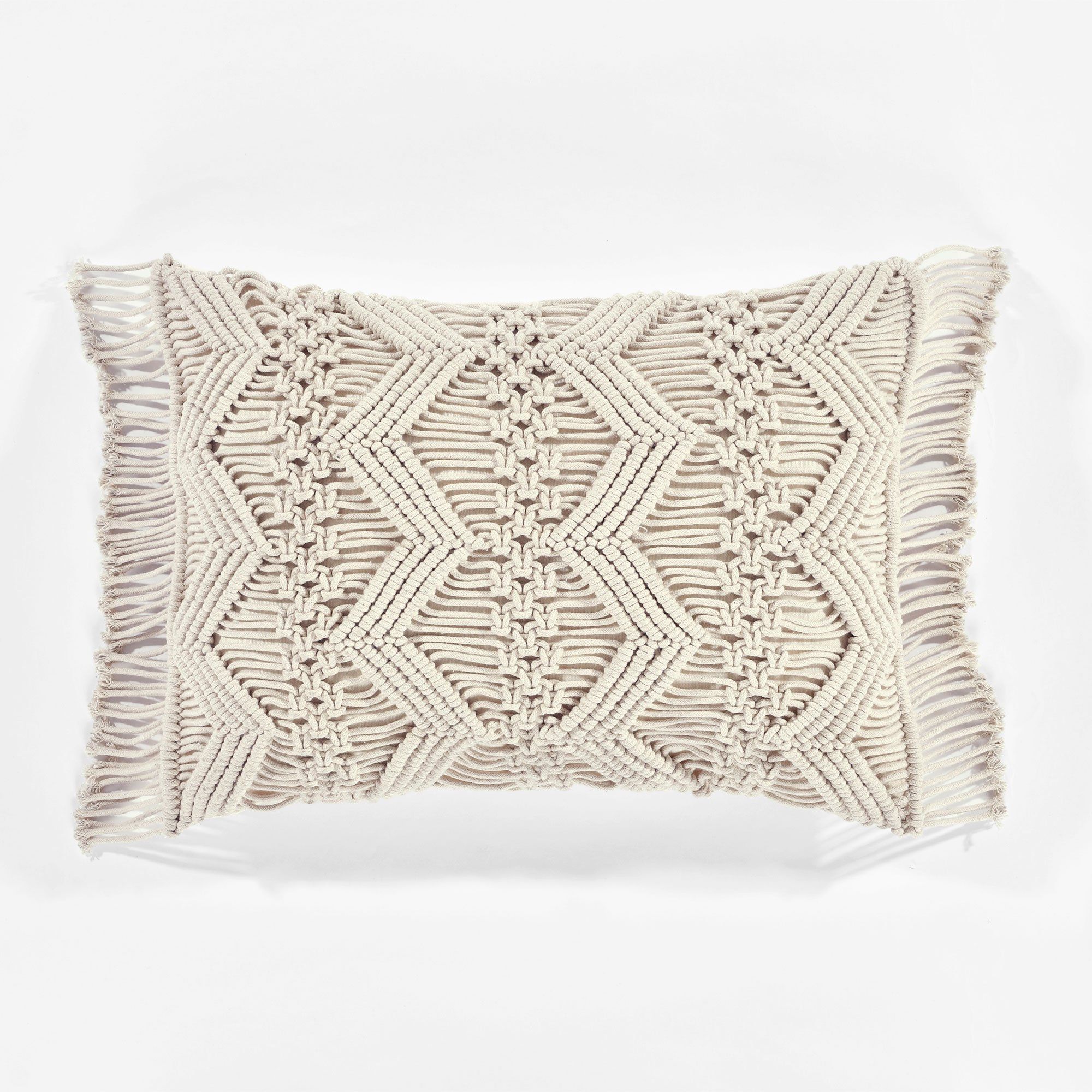 Lush Decor Studio Chevron Macrame Decorative Pillow Cover Neutral Single 13x20+3 | Walmart (US)