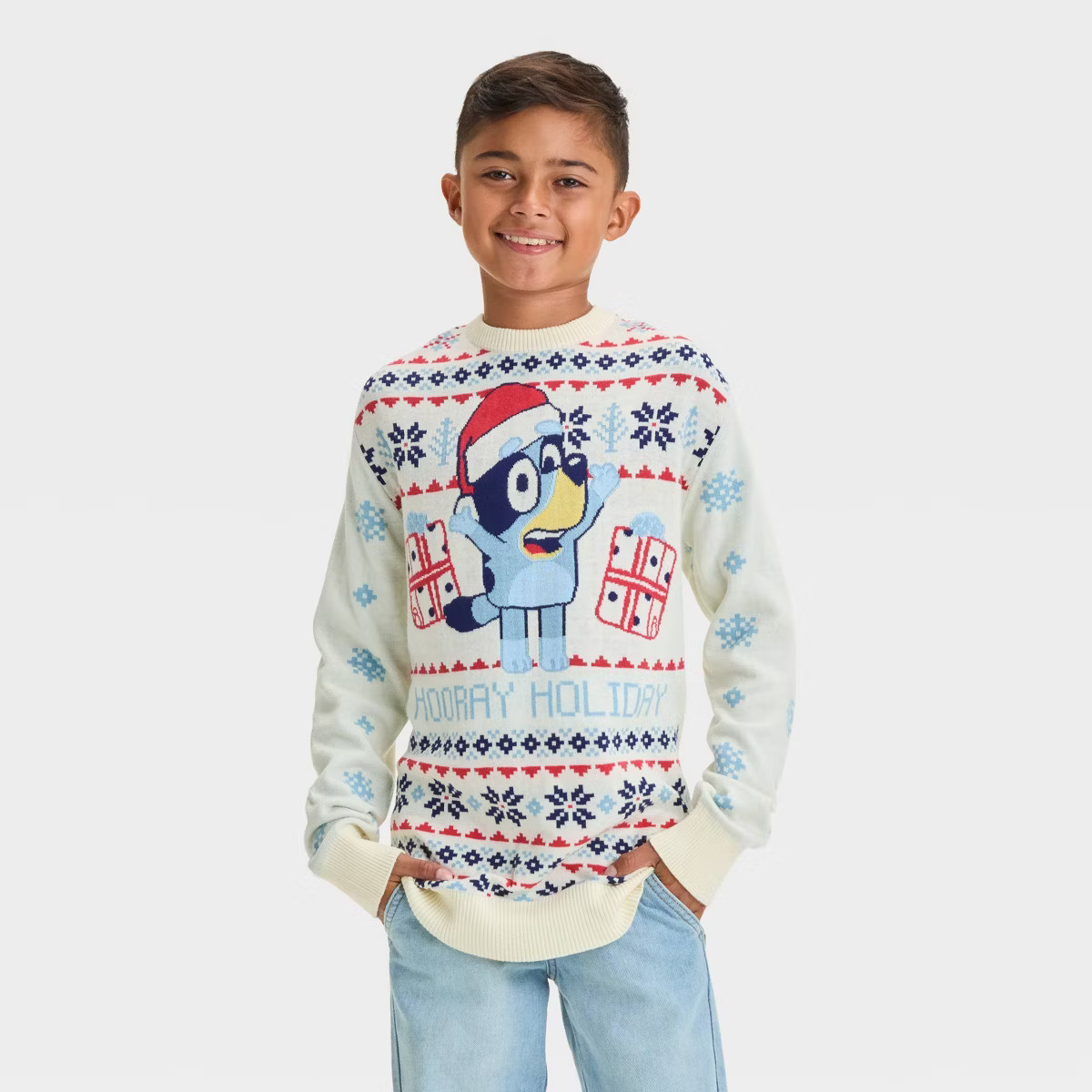 Boys' Bluey Holiday Sweater and Shawl - Ivory | Target