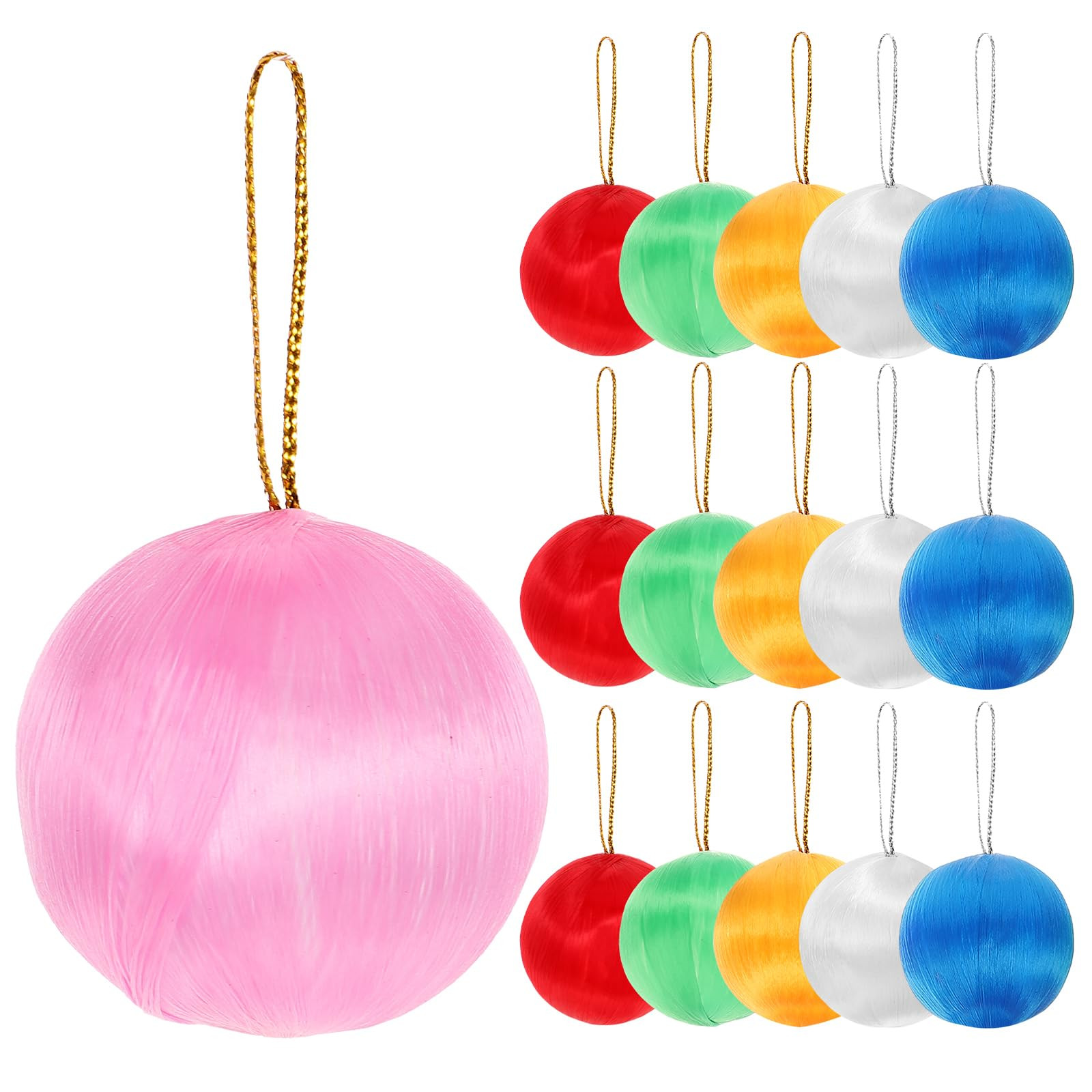 Luxshiny 30pcs Satin Balls Christmas Ball Ornament Colorful Silk Yarn Ball Christmas Tree Hanging... | Amazon (CA)
