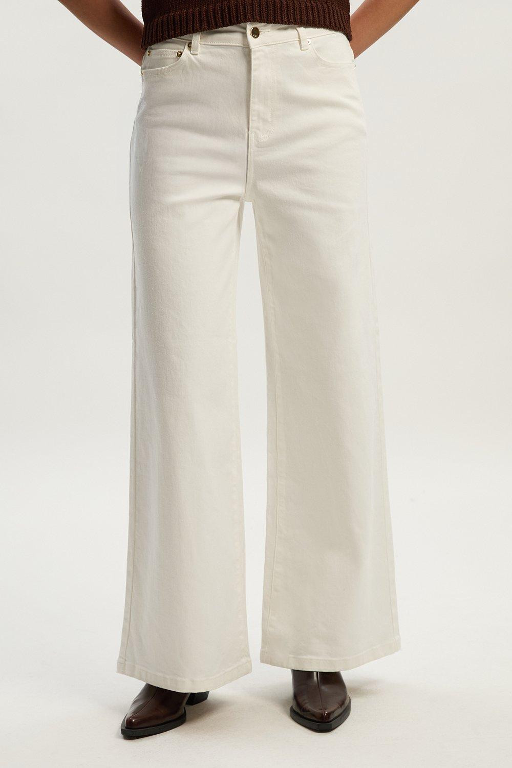 Stretch Denim Wide Leg Jean | Karen Millen UK + IE + DE + NL